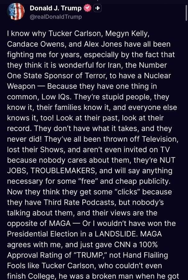 Donald Trump social media post criticizing media personalities