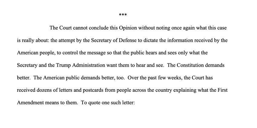 Court opinion text about First Amendment and transparency