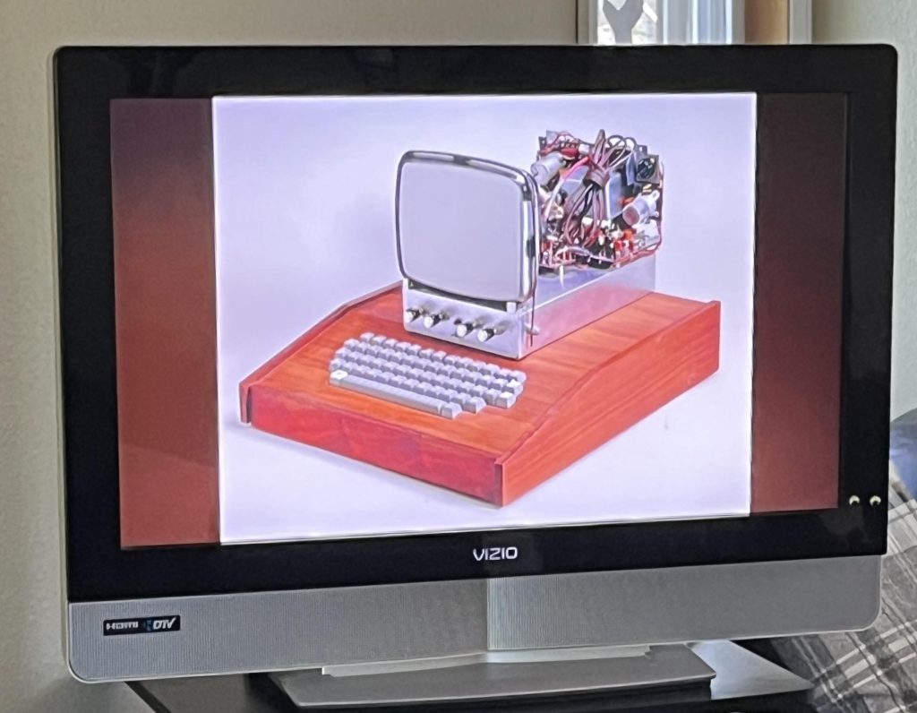 Vizio TV displaying retro computer artwork on screen