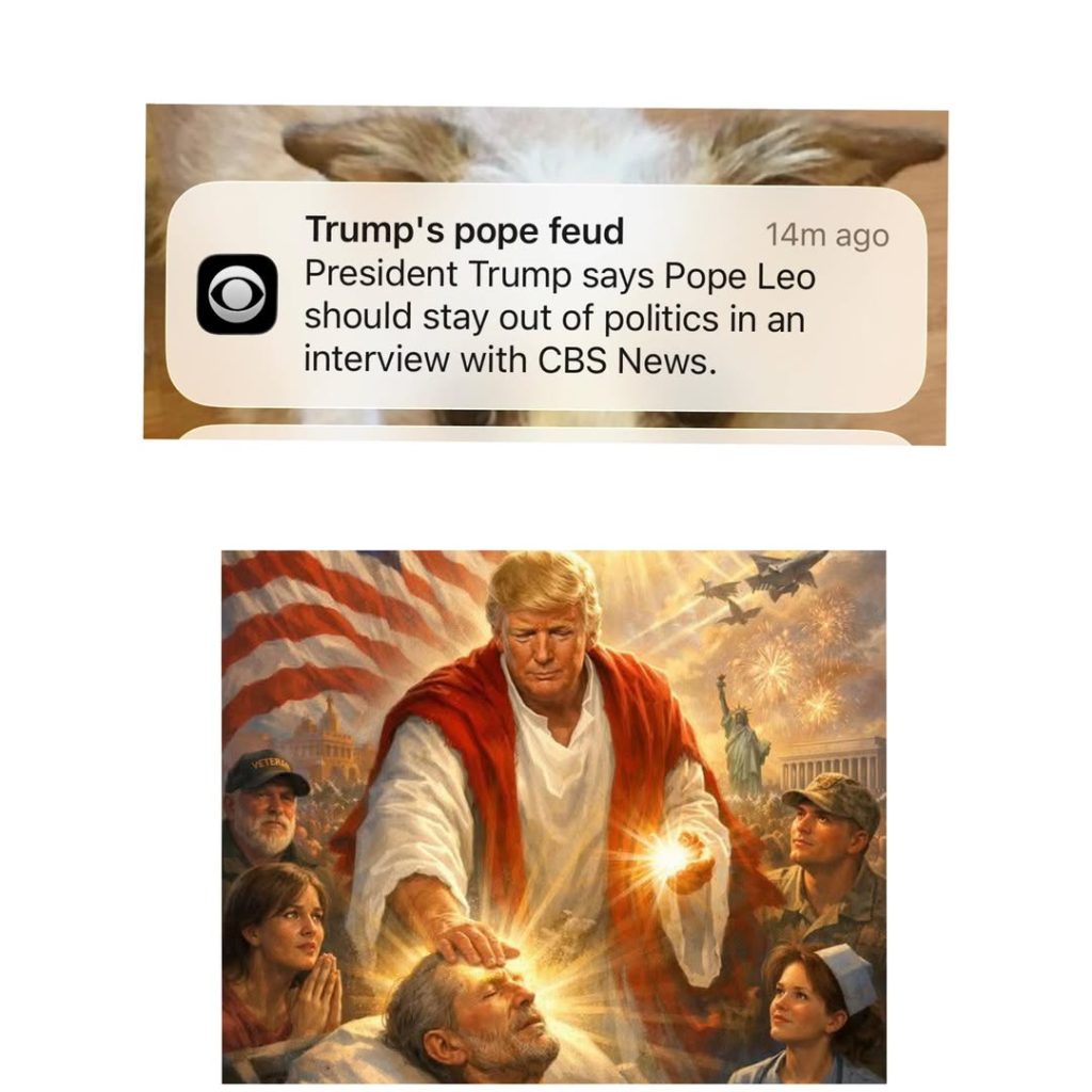 Trump depicted as religious figure in satirical artwork