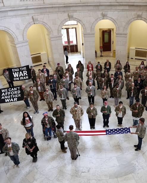 Military veterans and activists protesting war in capitol rotunda