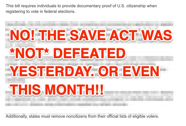 Political image about SAVE Act and voting requirements