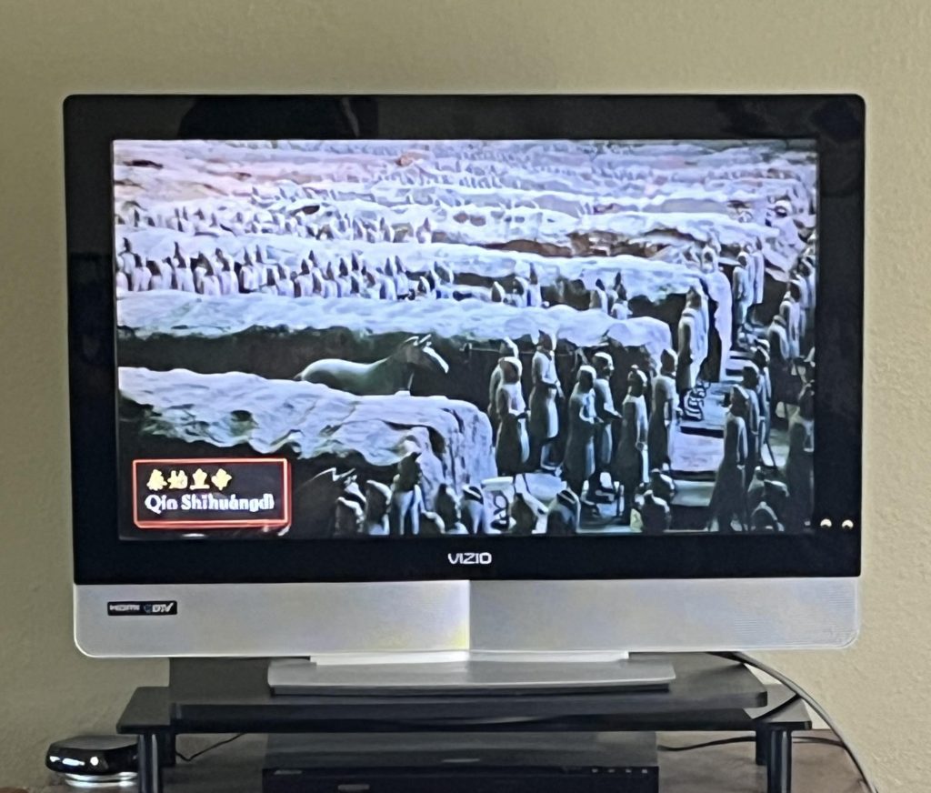 VIZIO TV displaying Qin Shihuangdi terracotta warriors documentary