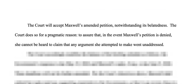 Legal document excerpt discussing Maxwell's amended petition acceptance