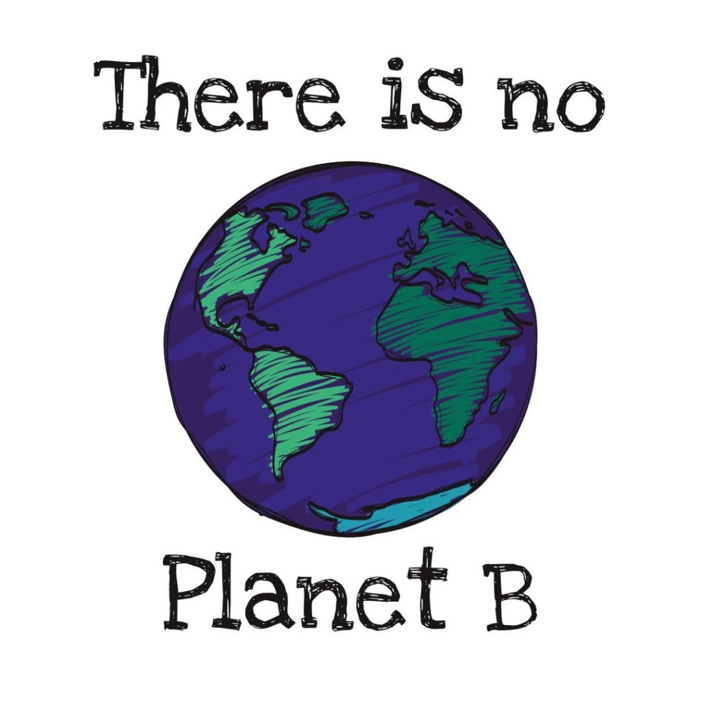 Earth illustration with There is no Planet B text