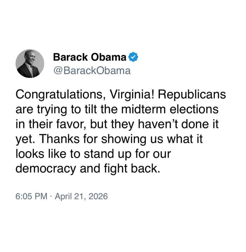 Barack Obama tweet congratulating Virginia on election results