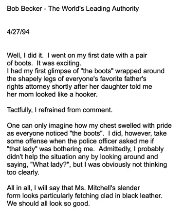 Bob Becker humorous dating column from April 1994